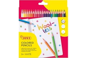 Jovi - Woodless Coloured Pencils, Pudełko na 24 bezdrzewne trójkątne ołówki, Żywe i intensywne kolory, Idealne do rysowania i kolorowania, Odporna końcówka, Bezglutenowe (734/24)