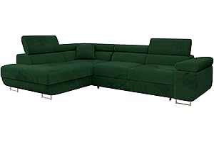 ‎MIRJAN24 Mirjan24 Ecksofa Torezio mit Bettkasten, Einstellbare Kopfstützen, Sofa mit Schlaffunktion, Eckcouch für Wohnzimmer, Polsterecke, L-Form Couch mit Bettfunktion (Manila 35, Seite: Links)