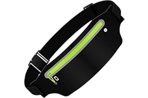 XIAOJING0 Ceinture Running,Ceinture de Course Ajustable,Sac Banane Sport,Ceinture Course a Pied,Sac Banane Running de Sport Etanche pour Hommes et Femmes (Fermeture éclair Noire + Verte)