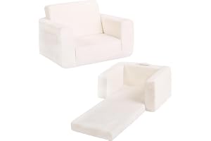 Tiita 2-in-1 Kids Sofa and Kids Chair with Removable Cover and Handle | Sherpa Toddler Chair,Convertible Kids Couch for Reading,Playing and Lounging,Side Pocket,Non-Slip Base,Vacuum Packaging