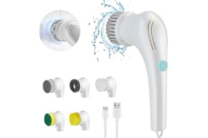 LMYSUFI Elektrischer Reinigungsbürste, Handheld Spin Scrubber Leistungsstarke küchenreinigungsbürste mit 5 Bürstenköpfe, für Reinigen von Küche, Dusche, Bad, Spüle