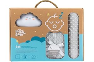 Interbaby Set Regalo bebé Manta con Cojín Caramelo gris con Lamparita