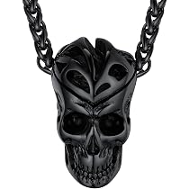 ChainsHouse Skull Necklace For Men, Memento Mori Necklace Punk Jewelry Biker Necklace For Boys...