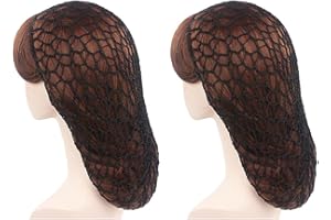 BETINYAR 2 piezas redecillas de pelo para dormir de ganchillo, redecilla de pelo largo, malla negra de ganchillo para el pelo largo, redecillas de ganchillo de punto