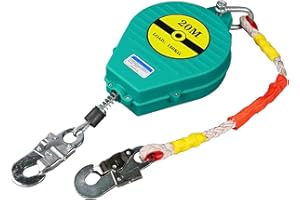 VFDZ Dispositivo Anticaduta Retrattile, Dispositivo Anticaduta Tetto, Cordino di Sicurezza Anticaduta per Tetto Impalcature Costruzioni Protezione, Limitatore di Caduta(Size:20m)