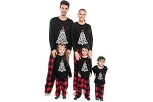jakloz Weihnachts Pyjama Familie Set Plaid Weihnachten Schlafanzug Langarm Weihnachtspyjama, Fun-Nachtwäsche Outfits Pyjama für Damen Herren