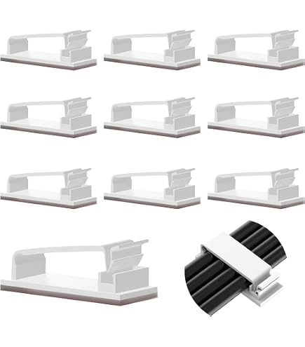 SmiLife Clip di Gestione dei Cavi, Organizer in Filo Metallico, Fermacavi Scrivania, Bianco 9 PCS