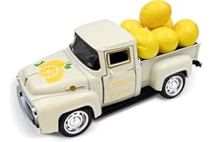 Teeloray Zitronen Truck Dekor, Zitrone Dekorationen für Zuhause, Metall LKW Dekor mit 6 Kleinen Künstlichen Zitronen für Schaufenster Tisch Centerpieces Haushalt Küche Sommer Dekorationen Party