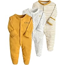 3 Pigiamini Neonato In Cotone - Tutine Con Cerniera A Piedini, 0-3 Mesi - Foto 10