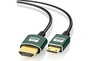 Thsucords Cienki Kabel Mini HDMI do HDMI 2M, Ultracienki i Elastyczny Kabel HDMI Mini Obsługuje 3D/4K@60 Hz/18Gbps/2160P/1080P
