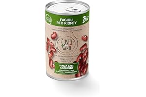 GUSTO SANO FAGIOLI RED KIDNEY BIO GIA’ PRONTI. Senza Sale Aggiunto. Fagioli in scatola lessati e reidratati NON OGM. Comoda scorta da 6 confezioni x 400 gr.6 Pacchi X 400 Gr