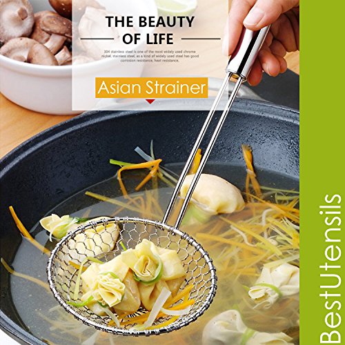 Best Utensilien Asiatische Küche Edelstahl Spider Sieb Draht Skimmer mit Spirale Mesh DIA. 13CM - 2