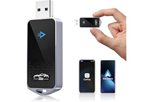 KINHANK Adattatore Carplay Wireless & Android Auto Wireless Adattatore 2-in-1 Car Play Wireless Convertitore da Cablato a Wireless Mini Dongle Carplay, Plug-and-Play, USB C/A, per iOS/Android