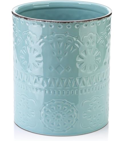 Portautensili In Ceramica Vintage - 18x15,7 Cm, Bianco, Con Base In Sughero Antiscivolo - Foto 3