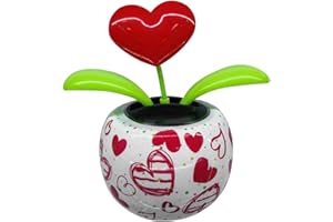 Lamptti Solar Powered Dancing Flowers Cute Swinging Heart Flower Dancer Flip Flap Flowers, Eco-Friendly Car Bobblehead Solar Dancing Flowers for Car & Home Decoration Gift