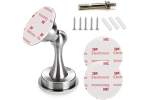 IGNPION Magnetyczny uchwyt na drzwi ze stali nierdzewnej 3M samoprzylepny/ukryte śruby, do montażu na podłodze lub ścianie - mocny magnes (Srebrne)