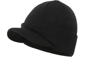 Magracy Unisex Men's Warm Visor Beanie Outdoor Double Knit Hat with Peak Winter Hat