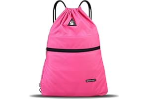 SAWANS Sac de sport avec cordon de serrage Poche étanche Sac à dos à fermeture éclair pour femme et homme Sac de voyage pour la randonnée, l'école, les étudiants Sac en polyéthylène pour