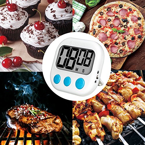 Etekcity 2er Digitaler Küchentimer mit Stoppuhr und Großem LCD-Display, Lautstärkeregelung, Inkl. Batterien, Weiß - 8