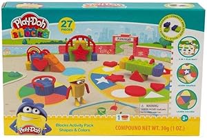 BILDO Wielkie gry Play Doh Blocks zestaw kształtów i kolorów, 27 sztuk, z konstrukcją i pastą do modelowania, Pld03000