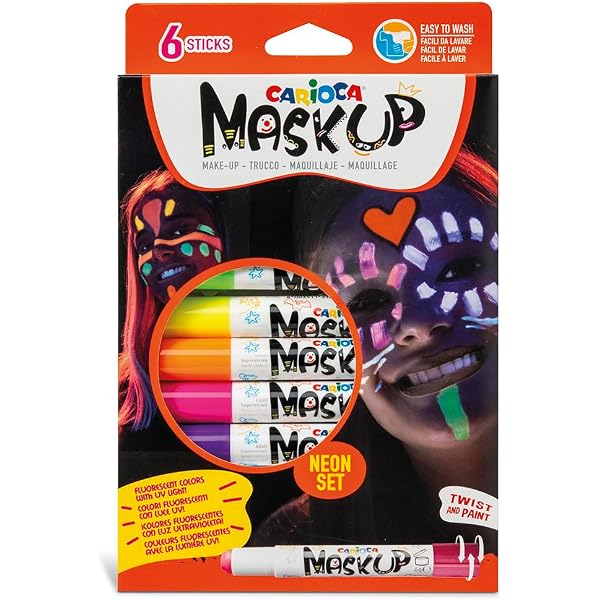 Carioca Mask Up Tiere Schmink-Set – 3 Wasserbasierte Stifte Mit Tiermotiven Für Karneval, Halloween & Parties