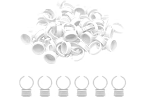 BINOA 200 pièces Support de colle pour cils, Anneaux d'encre de tatouage, Moyen Anneaux de maquillage Jetables Support, Anneaux d'extension de cils en plastique pour Maquillage et Sourcils,Ongle