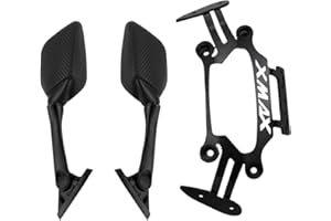 LongGreat pour Yamaha Xmax 300 400 125 250 téléphone Support de Plaque de Navigation GPS Miroir Ensemble (Support + miroir2 Jeu)
