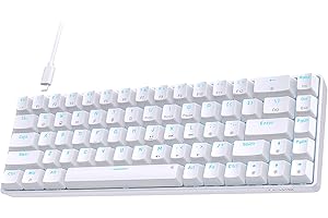 TMKB TECHNOLOGY MECHANICAL KEYBOARD TMKB Mechanische Gaming Tastatur, T68se 60% Prozent Tastatur mit USB Kabel, Anti Ghosting QWERTY Layout Mini Red Switches Keyboard für PC Windows/Mac OS, Weiß