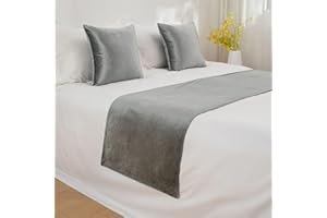 QRGMKL Neue Bettläufer Tagesdecke einfarbige Bettschals Moderne einfache Bettwäsche Beschützer Mode Bettwäsche Dekor für Schlafzimmer Hotel Hochzeitszimmer-Light Gray||260X45cm for 2m Bed
