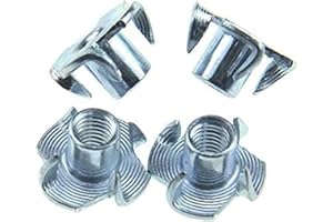 Bestgle 100pcs M6 T-Nuts 4 Pronged Zinc Plated Tee Nuts Threaded Insert for Table Legs Rock Climbing Wall Woodwork Holds Wood Cabinetr (M6 x 8mm)