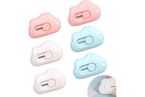 QEHYUELEFU 6PCS Mini Box Opener, Cloud Shaped Mini Art Tool Cloud Art Opener with Keychain Hole for Letter Paper Small Box Opening DIY Crafts Colorful Office School Home