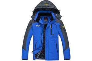 donhobo Men's Fleece Jacket Winter Waterproof Warm Ski Jackets Windproof Coat with Zip Pockets Hood