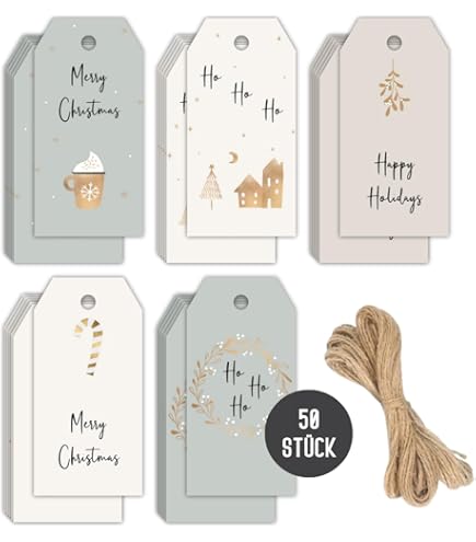 jijAcraft 100 stuks cadeaulabels, groot, kraftpapier, labels, 5 x 10 cm