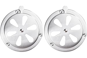 KHIRONHIVE Lot de 2 grilles d'aération réglables en acier inoxydable pour barbecues et fumoirs, accessoires de contrôle de la température, 9,5 cm et 12,5 cm, argent (12,5 cm)