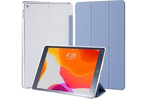 4UBonLife Custodia per iPad 9a/8a/7a Generazione 10,2 Pollici 2021/2020/2019, Smart Cover Protettiva Rigida Custodia Sottile e Leggero con Retro Traslucido per iPad 7/8/9, Grigio Lavanda