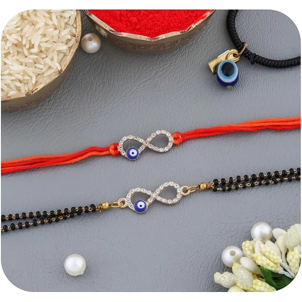 Lot De 2 Rakhi Contre Le Mauvais œil Pour Frère - Inclut Carte De Vœux, Roli Chawal - Cadeau Raksha Bandhan