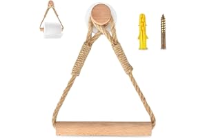 Ceisazira Portarrollos Papel Higienico, Porta Rollos de Papel Higienico Cuerda Vintage Portarollos Papel Higienico Autoadhesivo, Soporte Papel Higienico Madera sin Taladro Toallero Portarrollos