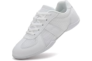 SECHRITE Cheerleading Cheerleader skor, flickor, kvinnor, vita, svarta sneakers, skolskor, dansskor, nät, tennisskor, linje