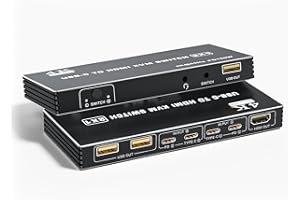 Bolaazul Commutateur KVM USB C HDMI 4K 60 Hz, commutateur KVM 2 x 1 type C 2 en 1 pour 2 ordinateurs, 1 moniteur HDMI, 1 souris et clavier - 2 câbles vidéo USB inclus