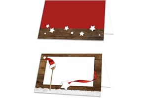 ‎LOGBUCH-VERLAG Logbuch-Verlag 25 weihnachtliche Tischkarten zum Beschriften rot braun weiß - Namensschild Sitzplatzkarte Weihnachten - Tischdeko Weihnachtsfeier
