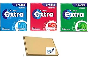BBL BADA BUSINESS LIMITED 3 X 3 Packs Of Extra Sugar Free Chewing Gums | Total 9 Packs | In Peppermint, Spearmint & Strawberry Flavours | Choose Your Flavour (Mix)