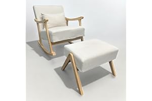 Direct Furniture Deals Nordic Wooden Rocking Chair & Foot Stool