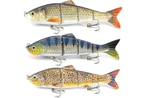 ods lure Swimbait 4 sections Multi articulé Lifelike Leurre de pêche coulant pour perche basse truite (3 pièces/boîte de 1)