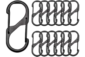 HNJUSR 12 Pezzi Moschettone in Alluminio a Forma di S a Sgancio Rapido Doppio per Uso Domestico, Escursioni All'aperto, Pesca, Campeggio, Viaggi - Portachiavi