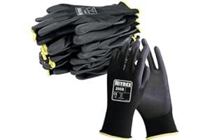 NITREX 290B Guanti Protettivi da Lavoro, confezione da 10, Guanti Multiuso con Rivestimento Palmo in PU, Nero, Taglia 10, extra Large