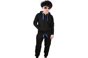 Parsa Fashions® Kids Boys Girls Tracksuit CONTRAST Set Full Sleeve Fleece Zipper Hoodie Top Bottoms Jogging Joggers Gym School - Sizes in Age 7/8 9/10 11/12 13 Years