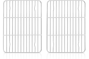Herogo Lot de 2 grilles de refroidissement, en acier inoxydable, rectangulaires, pour rôtir, cuisson, barbecue, refroidissement, 22 x 16 x 1,5 cm