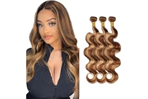 Evaxilc Body Wave Bundles Extension Echthaar perücke Human Hair Glueless Bundles Brazilian Virgin Hair 100% Unprocessed P427 Highlight Brown Color 3 Bundles Total 300g For Women 16 18 20 Inch