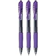 Pilot G2 07 Violet Fine Retractable Gel Ink Pen Rollerball 0.7mm Nib Tip 0.39mm Line Width Refillable BL-G2-7 (Pack Of 3)