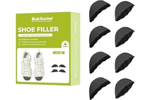 Bukihome Lot de 4 paires d'inserts d'orteils pour chaussures trop grandes, réducteur de taille de chaussure pour s'adapter aux chaussures, noir, taille M